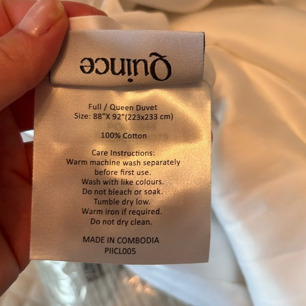 Quince Giza Cotton Sateen Duvet Cover White Full Queen